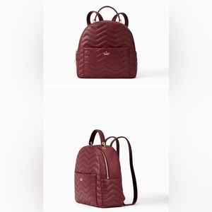 Kate Spade New York Maroon Leather Quilted
Zipper Closure Backpack 🎒✨